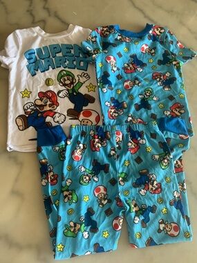 Nintendo Super Mario White Tee with Blue and Red Graphics